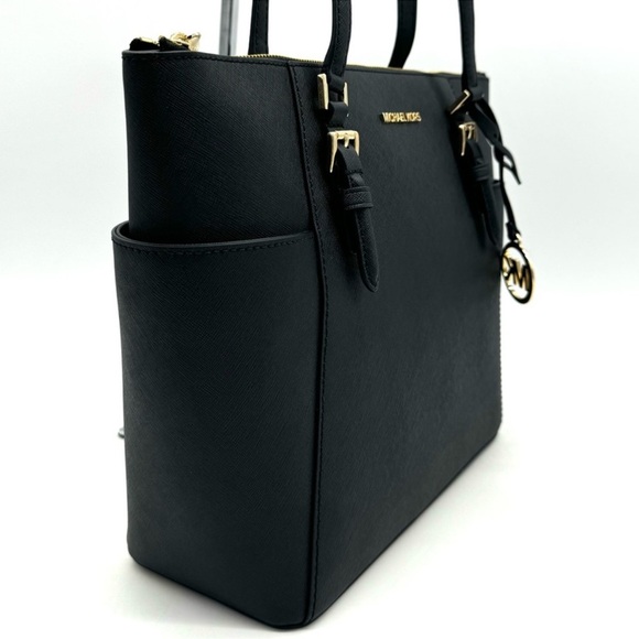 Michael Kors Large Charlotte TZ Tote Bag Black/Gold - Picture 4 of 11